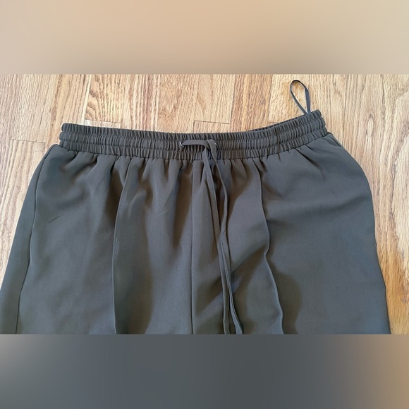 Karen Millen Twill Tie Waist Woven Straight Leg Army Green Pants - Size 12 - Picture 3 of 9